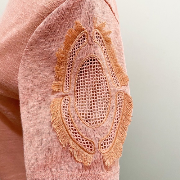 H&M Crew Neck Arm Embroidery Detail Coral XS - Picture 5 of 8